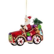 Babbo Natale in Auto da Appendere (9,5 cm) - Vetro
