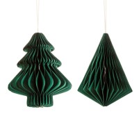 2 pendenti magnetici a nido d'ape in abete e diamante - Verde abete