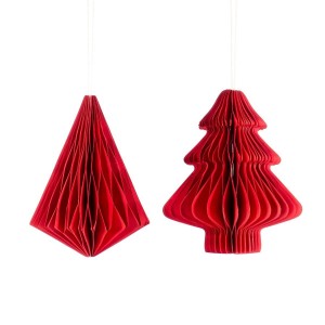 2 pendenti magnetici a nido d'ape in abete e diamante - rossi