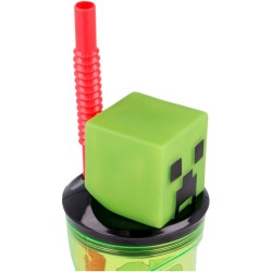 Bicchiere di plastica da 360 ml con cannuccia e personaggio 3D - Minecraft. n2
