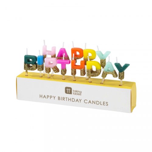 Mini Candele  Happy Birthday Arcobaleno Glitter (6 cm) 