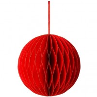 Sfera a nido d'ape - Rosso e glitter (30 cm)