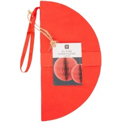 Sfera a nido d ape - Rosso e glitter (30 cm). n4