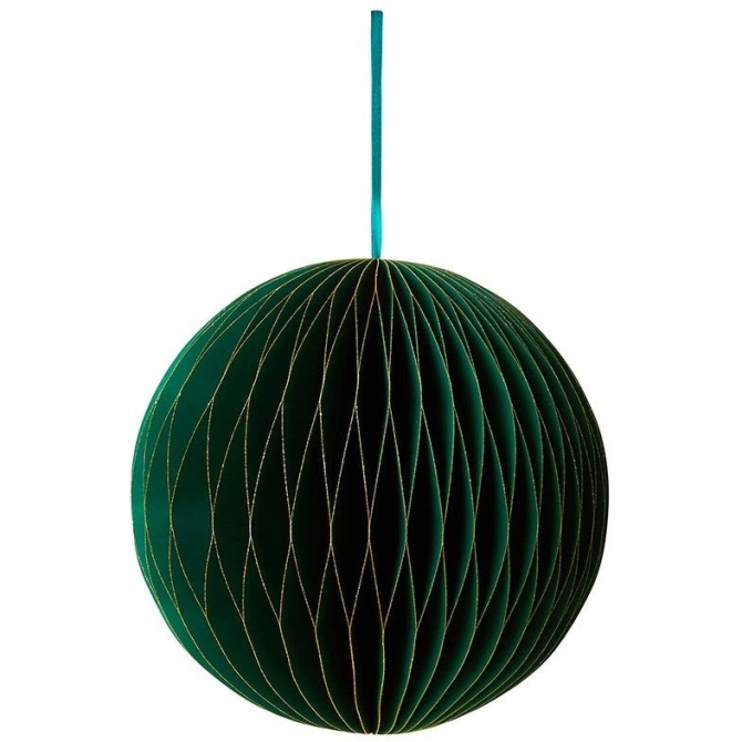 Sfera a nido d ape - Verde e glitter (30 cm) 