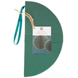 Sfera a nido d ape - Verde e glitter (30 cm). n3