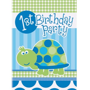 8 Inviti First Birthday Tartaruga azzurra