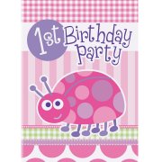 8 Inviti First Birthday Coccinelle Rosa