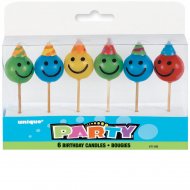 6 Candele con punta smiley