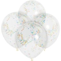 6 Palloncini trasparenti e coriandoli multicolori