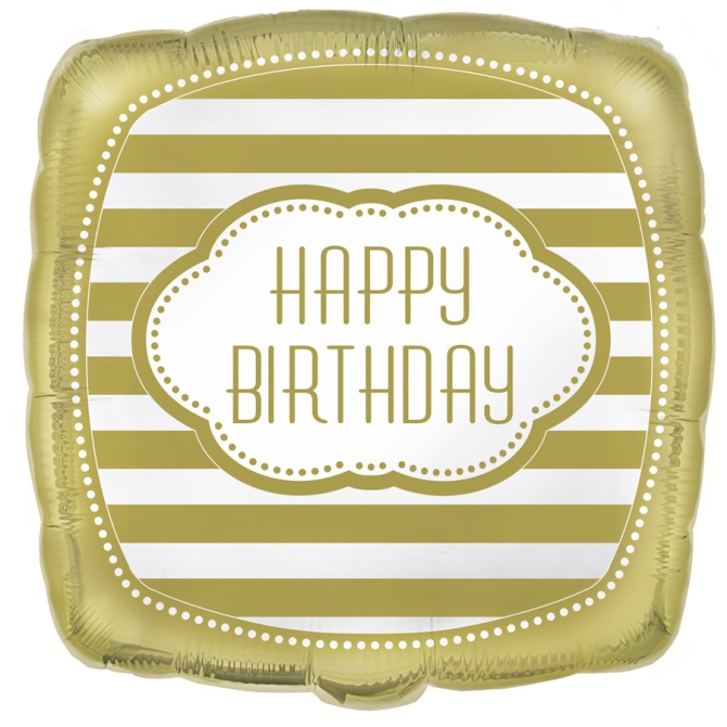 Palloncino piatto Happy Birthday Gold 