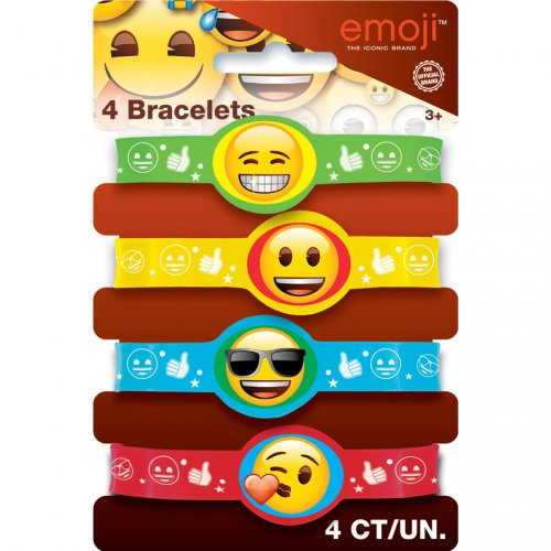 4 Emoji Smiley braccialetti in silicone Emoji Smiley 