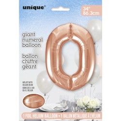 Palloncino gigante Numero 0 Rose Gold (86 cm). n1