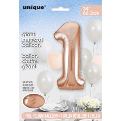 Palloncino gigante Numero 1 Rose Gold (86 cm). n1