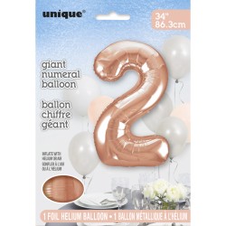 Palloncino gigante Numero 2 Rose Gold (86 cm). n1