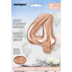 Palloncino gigante Numero 4 Rose Gold (86 cm). n1