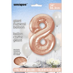 Palloncino gigante Numero 8 Rose Gold (86 cm). n1