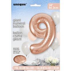 Palloncino gigante Numero 9 Rose Gold (86 cm). n1