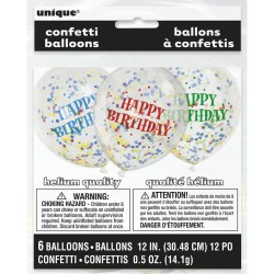 6 Palloncini Happy Birthday e coriandoli multicolori. n2