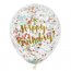 6 Palloncini Happy Birthday oro e coriandoli multicolori