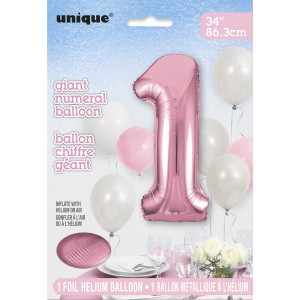 Palloncino Gigante Numero 1 Rosa metallico (86 cm)