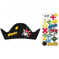 Contiene : 1 x 8 Cappelli da Pirata - Personalizzabili con adesivi