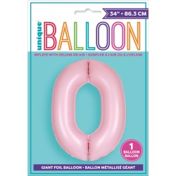 Palloncino gigante rosa opaco - Numero 0. n1