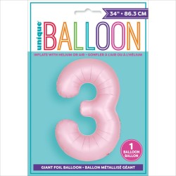 Palloncino gigante rosa opaco - Numero 3. n1