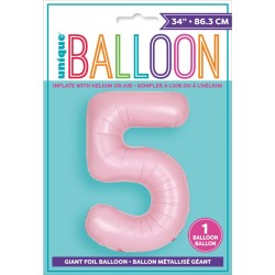 Palloncino gigante rosa opaco - Numero 5. n1