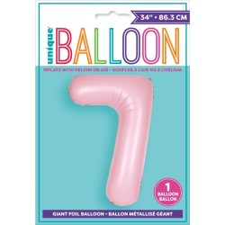 Palloncino gigante rosa opaco - Numero 7. n1