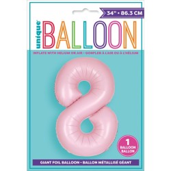 Palloncino gigante rosa opaco - Numero 8. n1