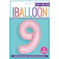 Palloncino gigante rosa opaco - Numero 9. n1