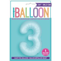 Palloncino gigante blu opaco - Numero 3. n1