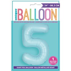 Palloncino gigante blu opaco - Numero 5. n1