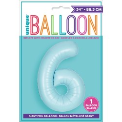 Palloncino gigante blu opaco - Numero 6. n1