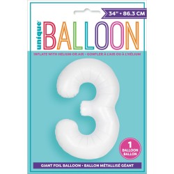 Palloncino gigante bianco opaco - Numero 3. n1