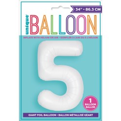 Palloncino gigante bianco opaco - Numero 5. n1