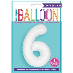 Palloncino gigante bianco opaco - Numero 6. n1