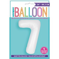 Palloncino gigante bianco opaco - Numero 7. n1