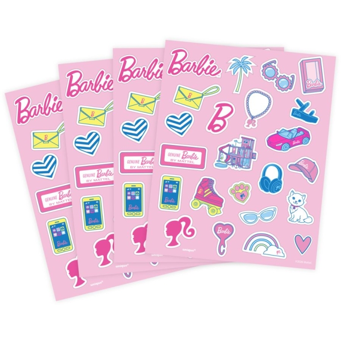 4 fogli di adesivi di Barbie