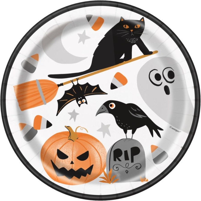 8 piatti con pipistrelli e fantasmi 