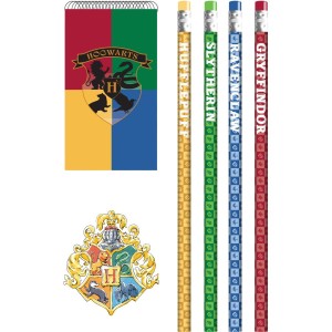 Set regalo di 12 pezzi con articoli di cancelleria delle Case di Harry Potter