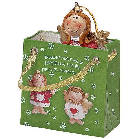 Mini Gift Bag Angelo Rosso / Bianco (4, 5 cm) - Resina 