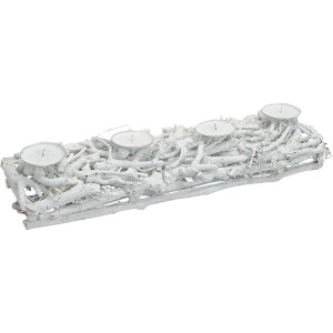 Decorazione d'Avvento rettangolare in legno bianco (60 cm)