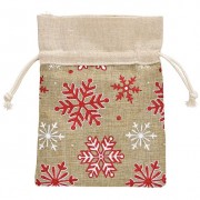 1 Sacchetto regalo Beige con fiocchi di neve - 18 cm