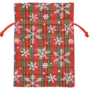 1 Sacchetto regalo Rosso tartan e neve - 18 cm