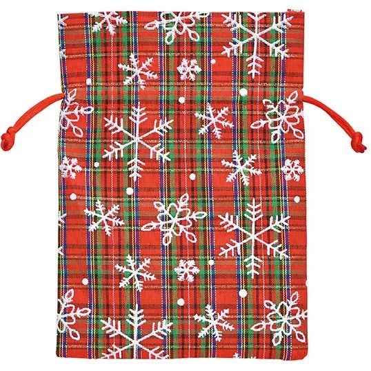 1 Sacchetto regalo Rosso tartan e neve - 18 cm 