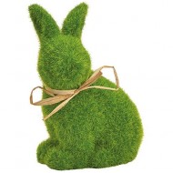 1 Coniglio Verde Floccato effetto erba - 13 cm