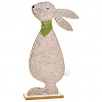 Coniglio in Feltro su base in legno - Beige 32 cm