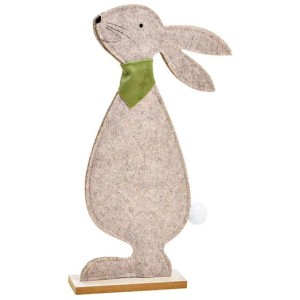 Coniglio in Feltro su base in legno - Beige 32 cm