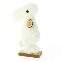 Coniglio di peluche su base di legno - Bianco 20 cm